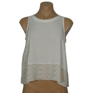 ZARA W/B Top size 26 Womens Collection Sleeveless Sheer Printed Inset